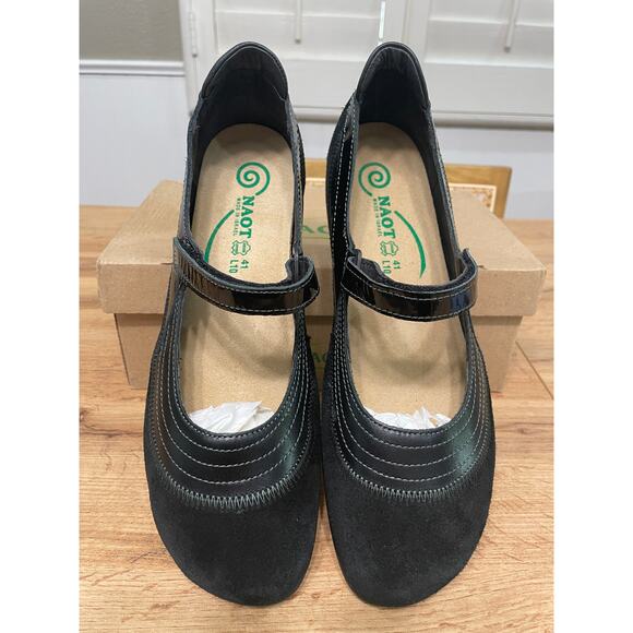 Naot Kirei Mary Jane Black Suede Leather Combo Size 10/11 US 41 EU NIB Versatile - Picture 4 of 14